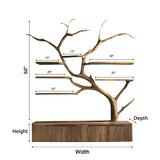 Arboris Organic Handcrafted Solid Wood Floating Bathroom Vanity with Branch Tree Shelves