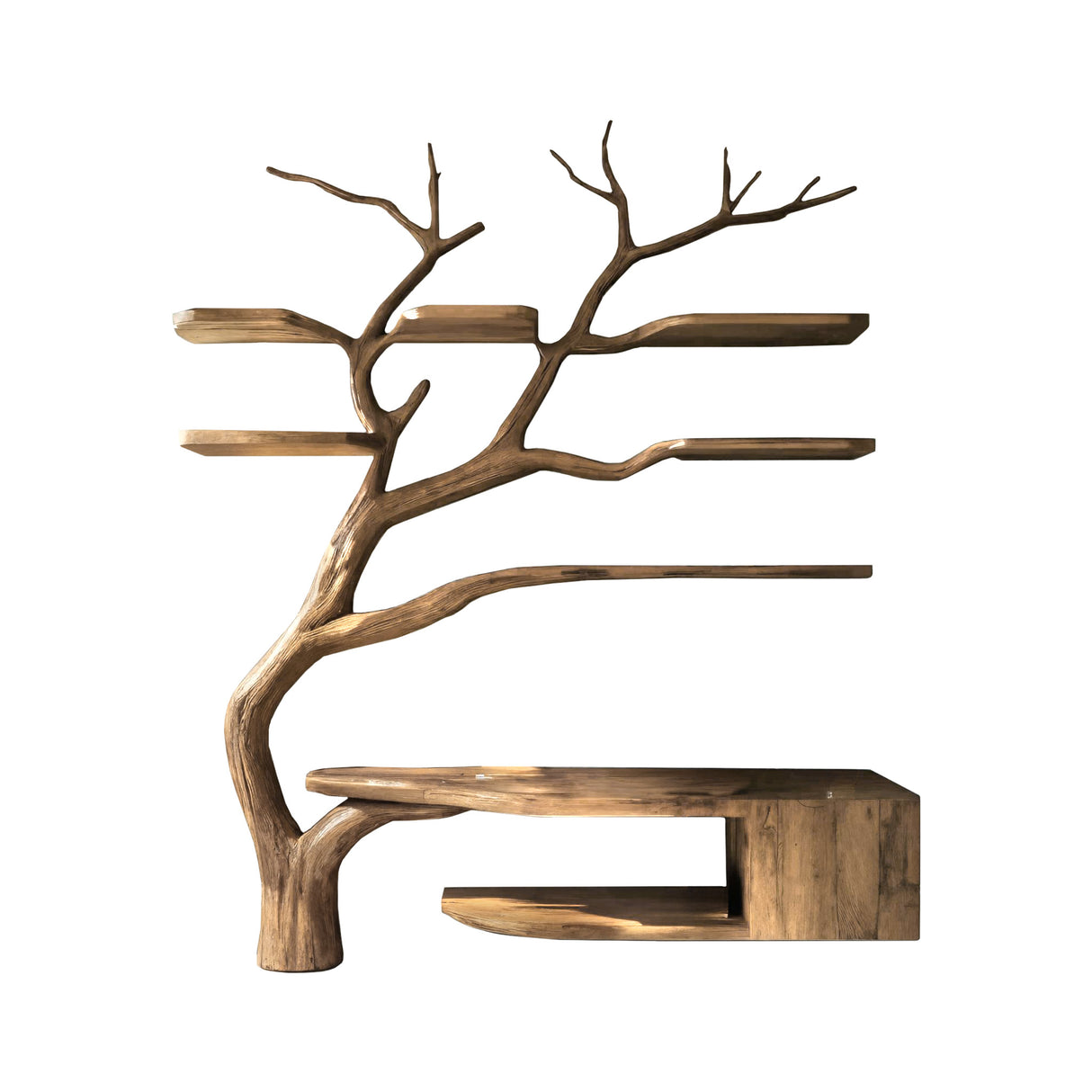 Arboris Organic Modern Solid Wood Bathroom Vanity with Tree Branch Shelfs