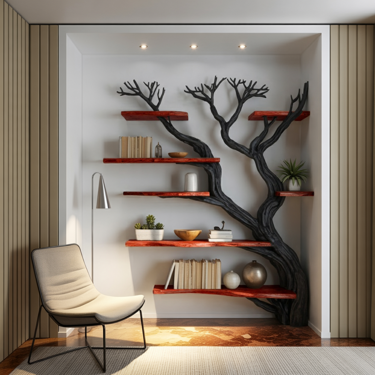 Arboris Vein Live Edge Solid Wood Tree Bookshelf