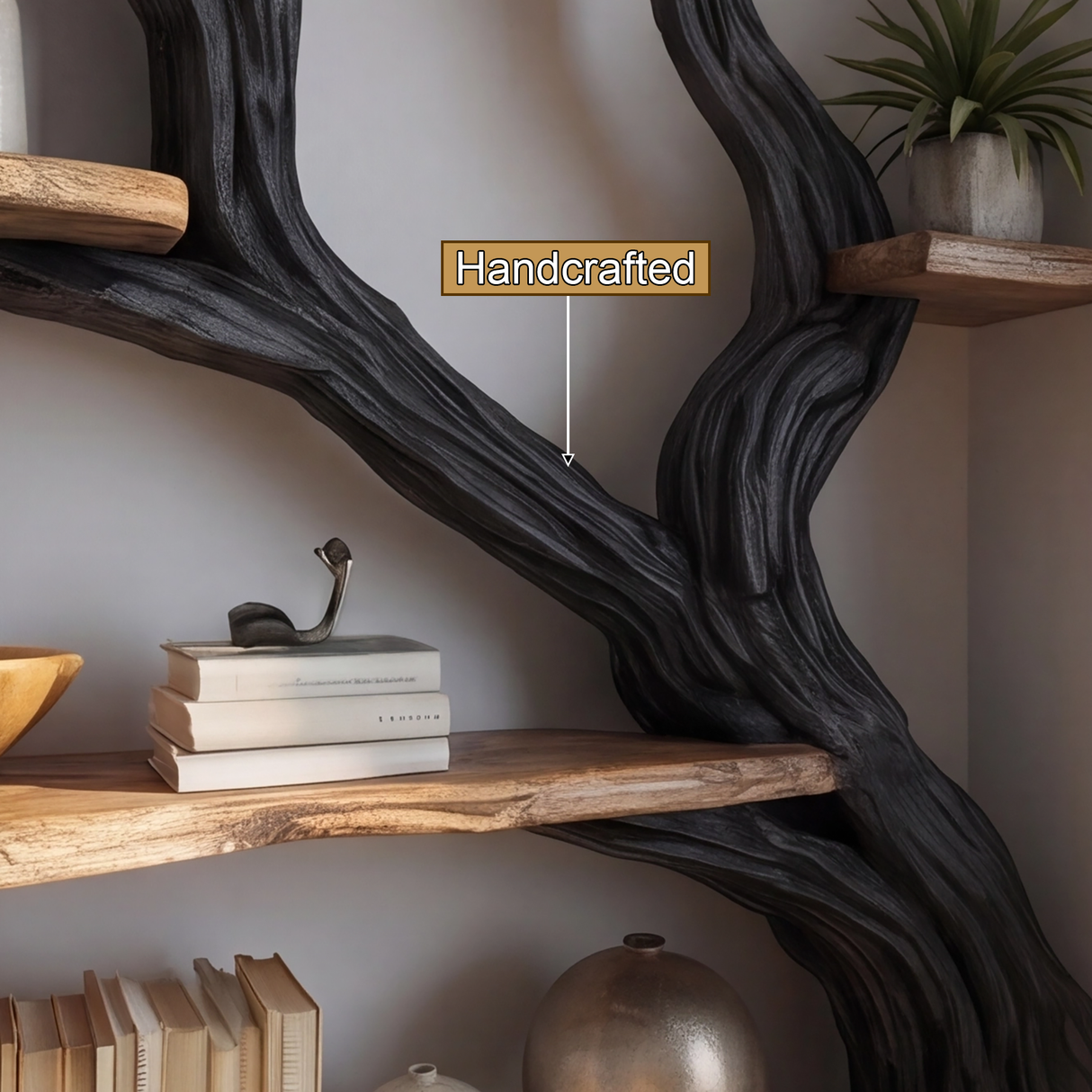 Arboris Vein Live Edge Solid Wood Tree Bookshelf - Timberustic Tree Bookshelf
