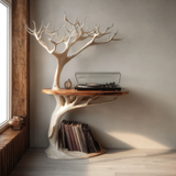 Arborveil Sculpted Solid Wood Record Player Stand - Timberustic Record Player Stand With Storage