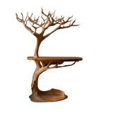 Arborveil Sculpted Solid Wood Record Player Stand Brown - Timberustic Record Player Stand With Storage