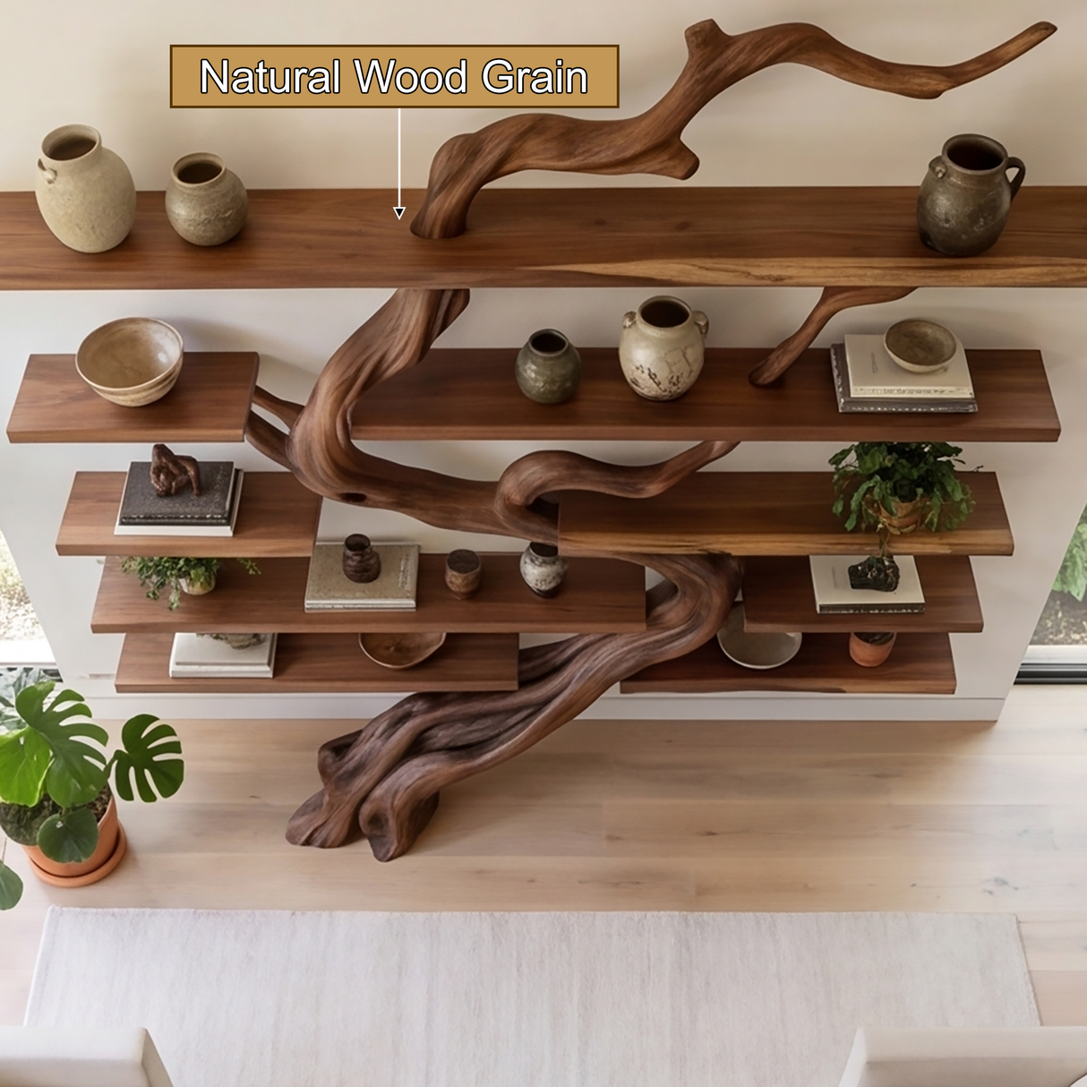Arborwyn Sculpted Solid Wood Tree Bookshelf - Timberustic Tree Bookshelf