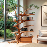 Arboryx Handcrafted Sculpted Solid Wood Tree Bookshelf with Drawers SPA263467