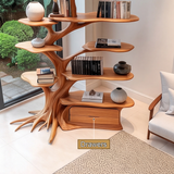 Arboryx Handcrafted Sculpted Solid Wood Tree Bookshelf with Drawers SPA263467