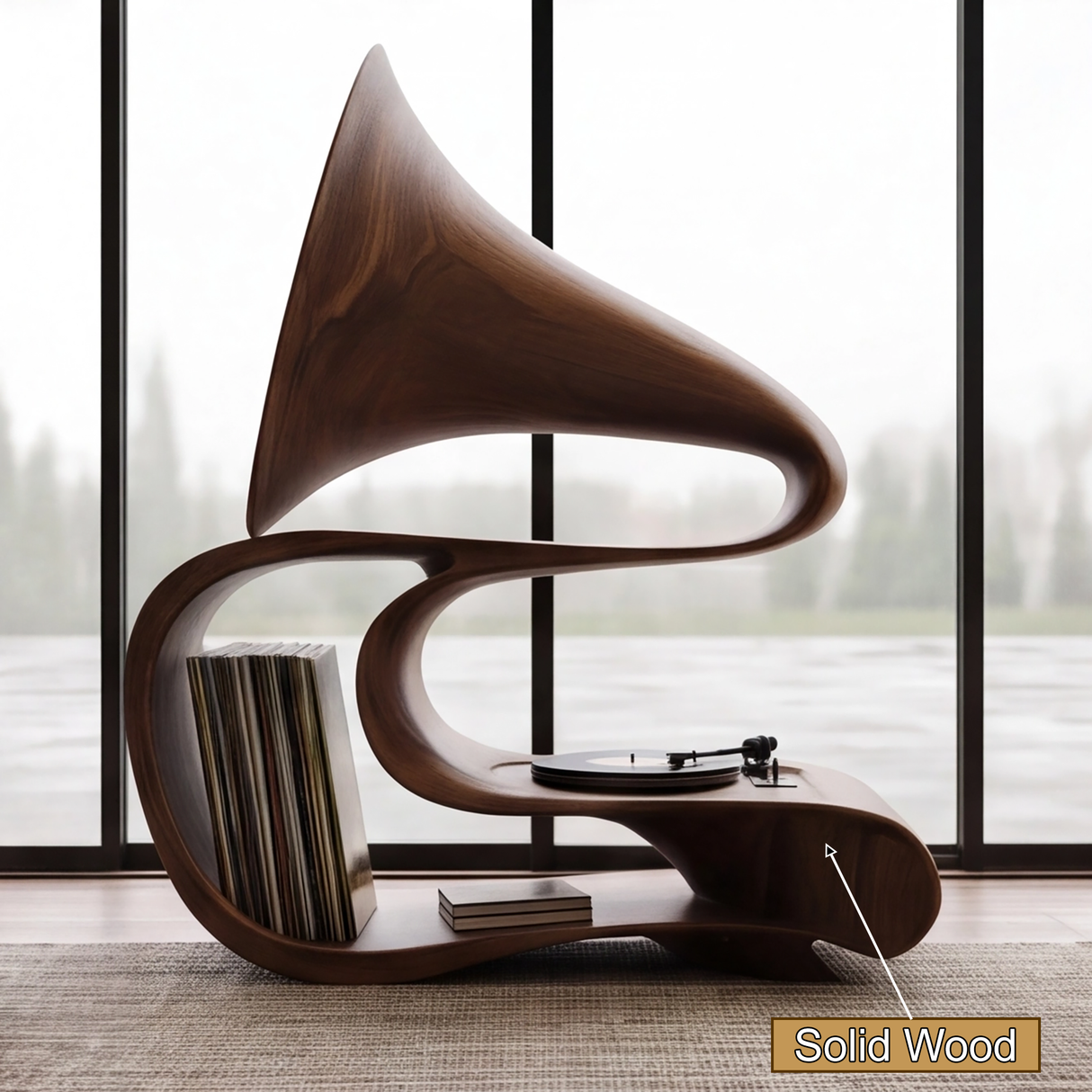Arcanova Handcrafted Solid Wood Record Player Stand