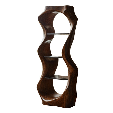 Ardello Sculpted Solid Wood Wine Display Shelf Dark Walnut - Timberustic Wine Display Shelf