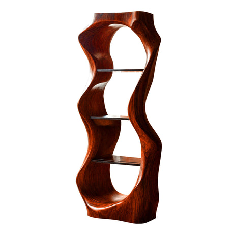 Ardello Sculpted Solid Wood Wine Display Shelf Mahogany - Timberustic Wine Display Shelf