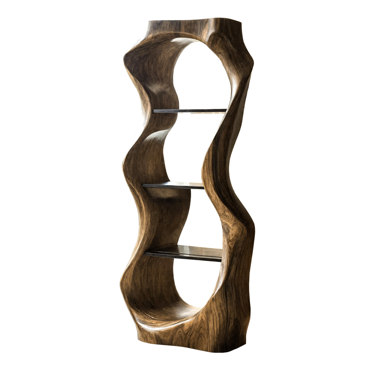Ardello Sculpted Solid Wood Wine Display Shelf Natural Oak - Timberustic Wine Display Shelf