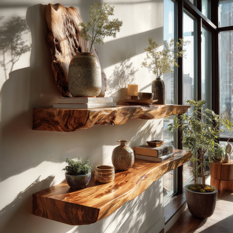 Arden Live Edge Solid Wood Floating Shelf SPA253345 - Timberustic Floating Shelf