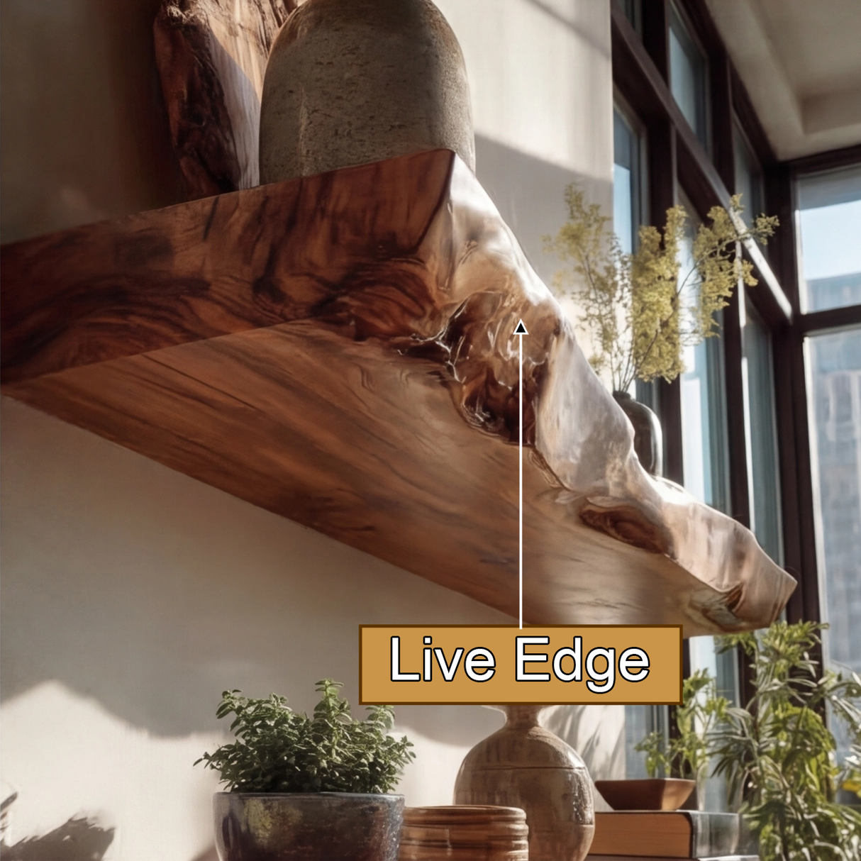 Arden Live Edge Solid Wood Floating Shelf SPA253345 - Timberustic Floating Shelf