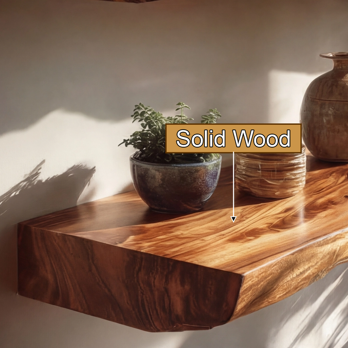 Arden Live Edge Solid Wood Floating Shelf SPA253345 - Timberustic Floating Shelf