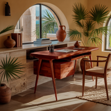 Arden Mid-Century Handcrafted Solid Wood Desk with Drawers