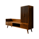 Ardena Solid Wood Entryway Bench with Storage and Tall Cabinet Brown - Timberustic Entryway Bench with Storage