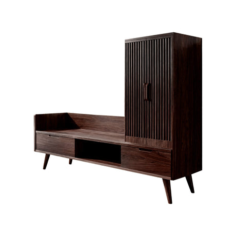 Ardena Solid Wood Entryway Bench with Storage and Tall Cabinet Dark Walnut - Timberustic Entryway Bench with Storage