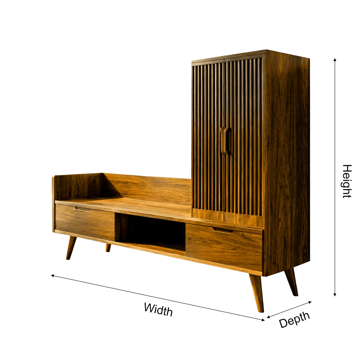 Ardena Solid Wood Entryway Bench with Storage and Tall Cabinet - Timberustic Entryway Bench with Storage