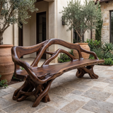 Ardencrest Sculpted Solid Wood Outdoor Bench Dark Walnut - Timberustic Bench