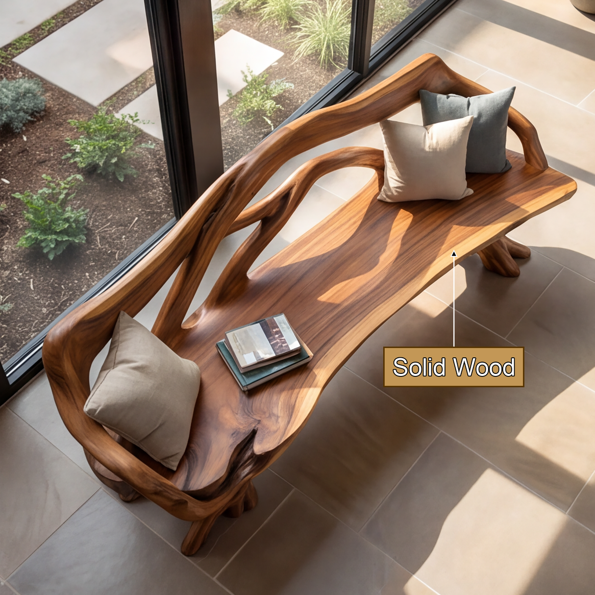 Ardencrest Sculpted Solid Wood Outdoor Bench - Timberustic Bench