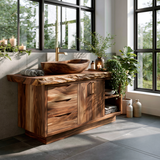 Ardenoak Live Edge Solid Wood Freestanding Bathroom Vanity with Drawers