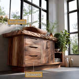 Ardenoak Live Edge Solid Wood Freestanding Bathroom Vanity with Drawers