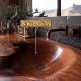Ardento Sculpted Live Edge Solid Wood Floating Bathroom Vanity with Integrated Sink SPA353452 - Timberustic Floating Bathroom Vanity with Integrated Sink