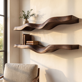 Ardessa Sculpted Solid Wood Floating Shelf SPA359392 Dark Walnut - Timberustic Floating Shelf