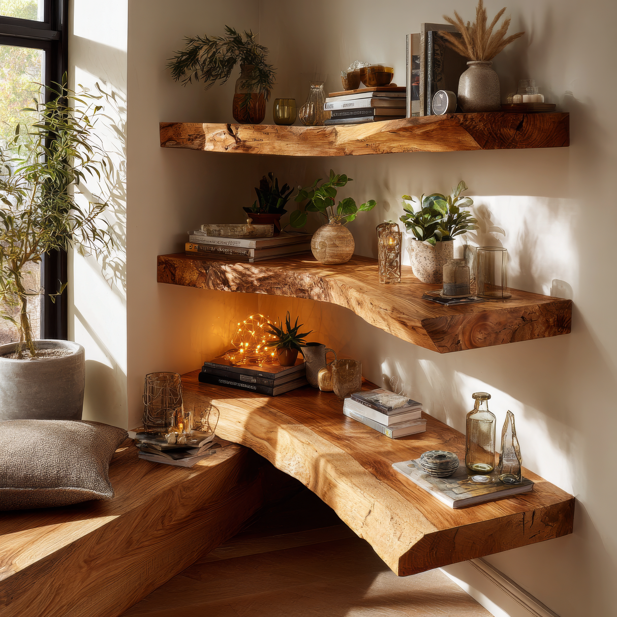 Ardorin Live Edge Solid Wood Floating Shelf SPA846446 - Timberustic Floating Shelf