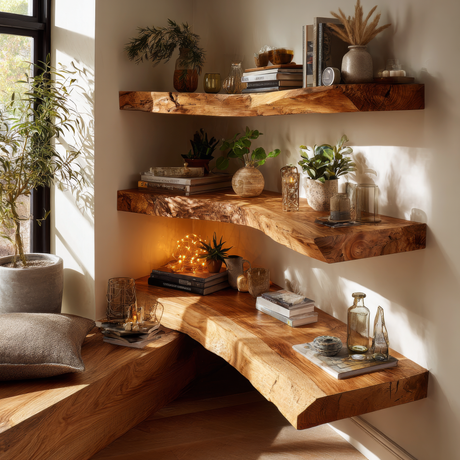 Ardorin Live Edge Solid Wood Floating Shelf SPA846446 - Timberustic Floating Shelf