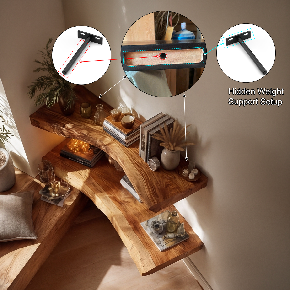 Ardorin Live Edge Solid Wood Floating Shelf SPA846446 - Timberustic Floating Shelf