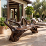 Ardovale Sculpted Solid Wood Outdoor Bench Dark Walnut - Timberustic Bench