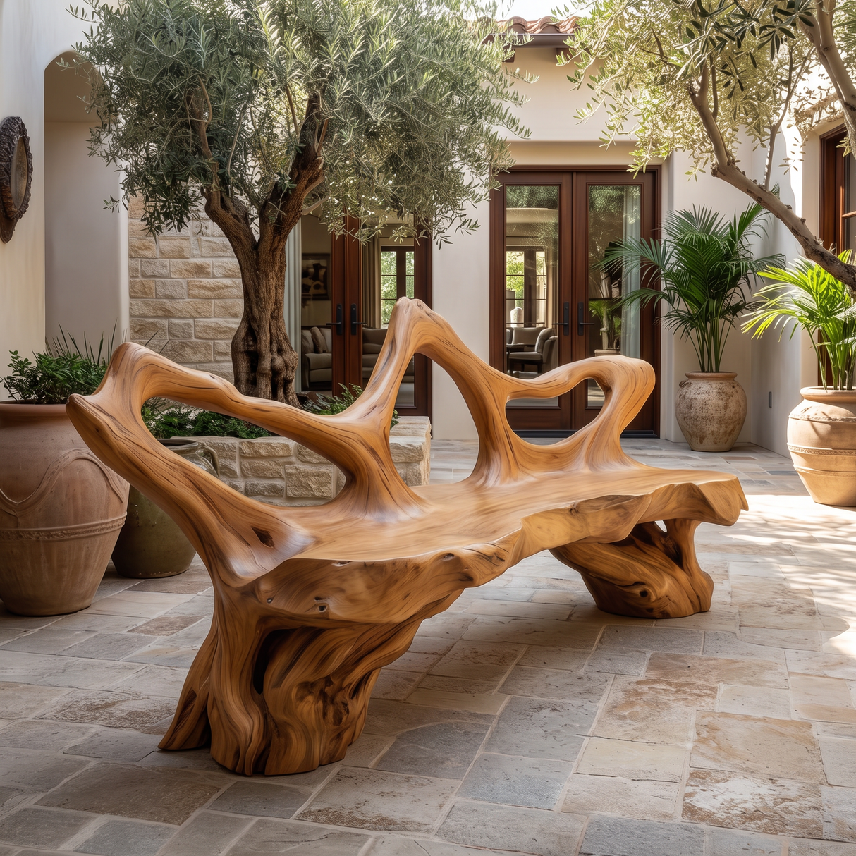 Ardovale Sculpted Solid Wood Outdoor Bench Teak - Timberustic Bench