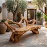 Ardovale Sculpted Solid Wood Outdoor Bench Teak - Timberustic Bench