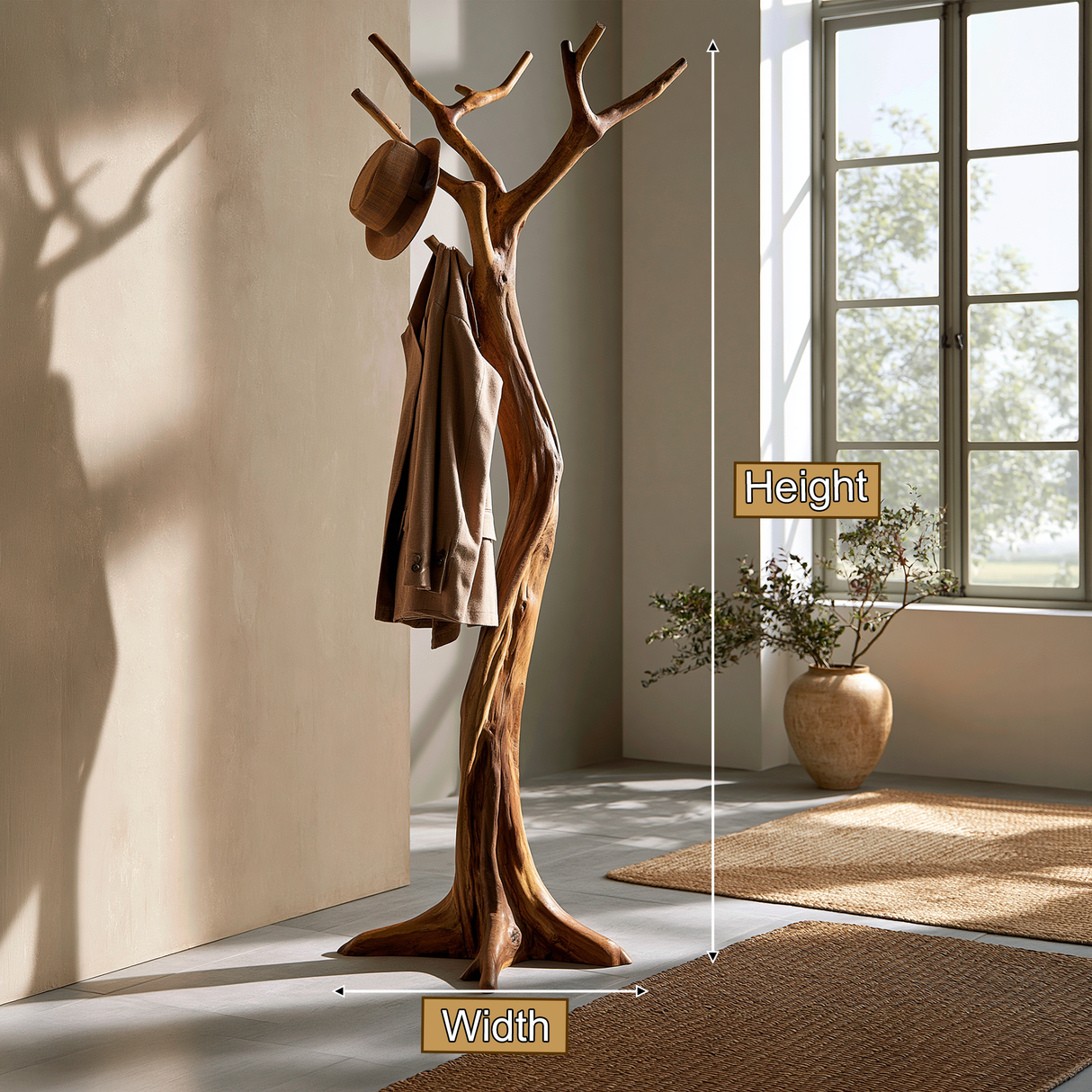 Ardoven Sculpted Solid Wood Tree Coat Rack - Timberustic Tree Coat Rack