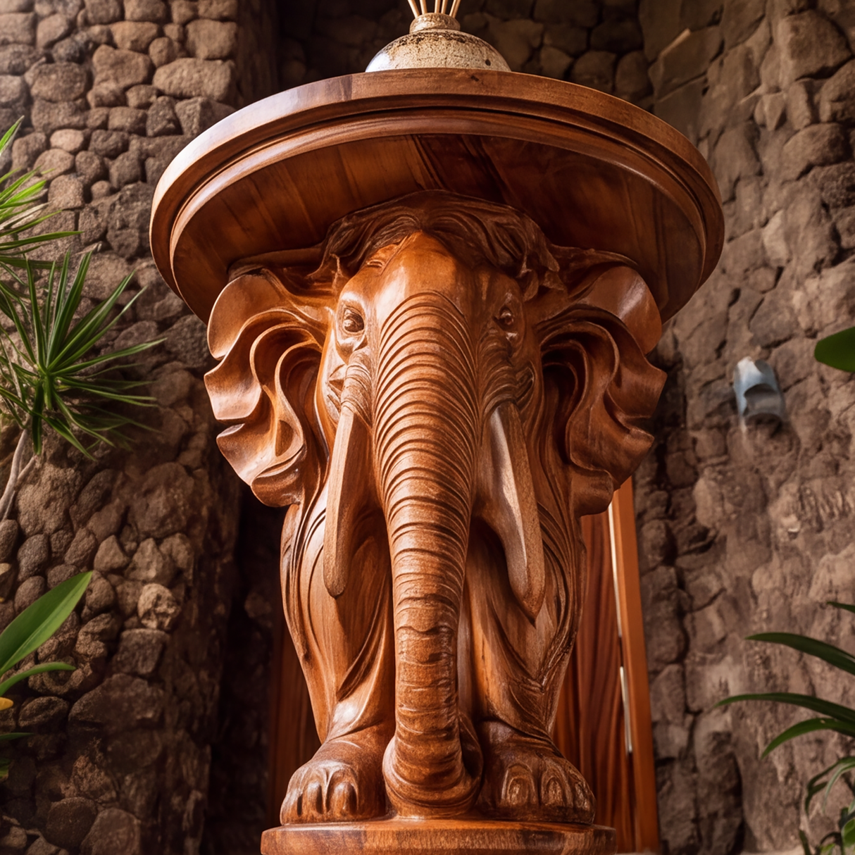 Arkenwald Handcrafted Elephant Pedestal Stand - Timberustic Pedestal Stand