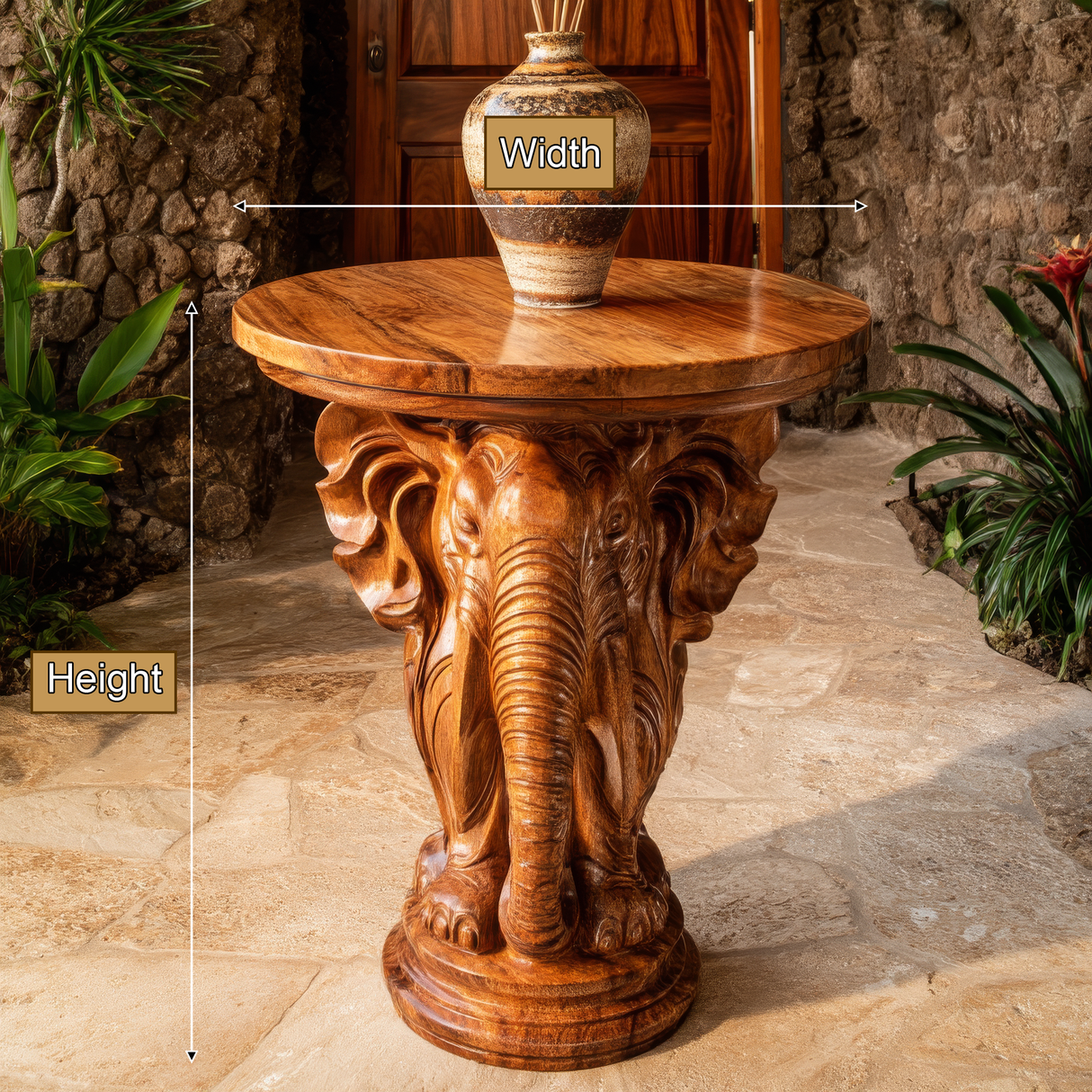 Arkenwald Handcrafted Elephant Pedestal Stand - Timberustic Pedestal Stand