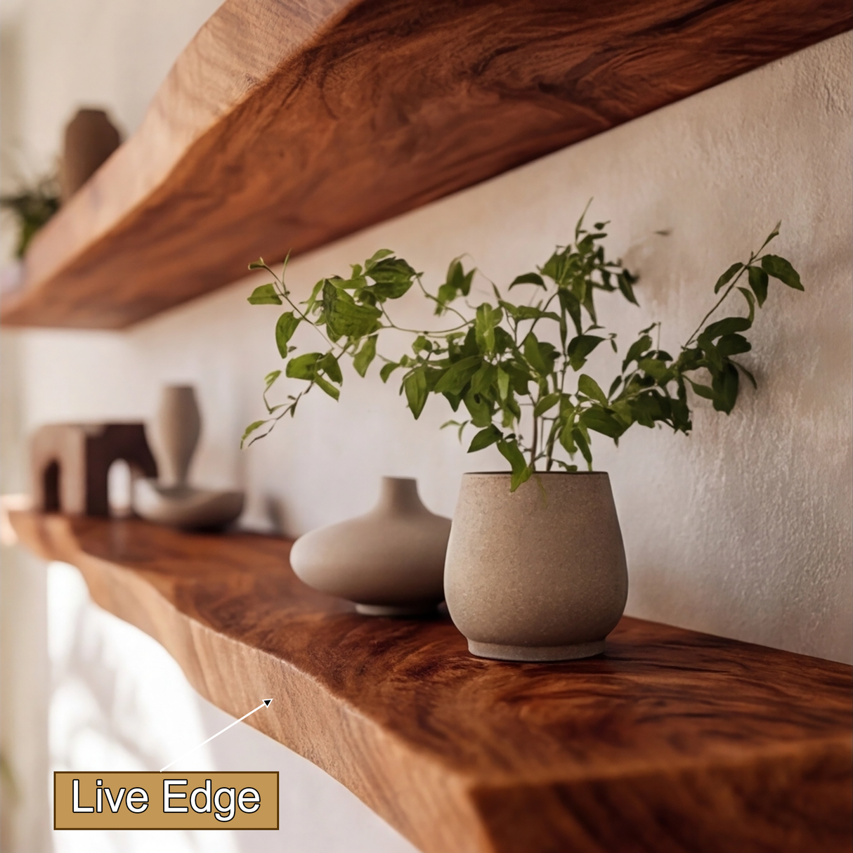 Arliven Live Edge Solid Wood Floating Shelf SPA383961 - Timberustic Floating Shelf