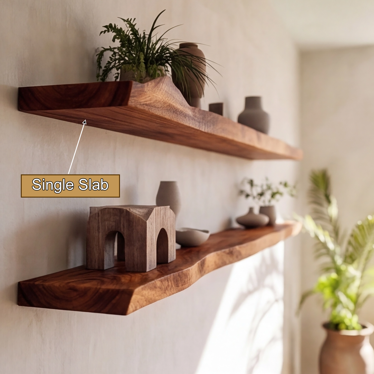 Arliven Live Edge Solid Wood Floating Shelf SPA383961 - Timberustic Floating Shelf