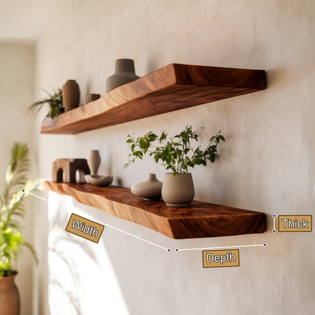 Arliven Live Edge Solid Wood Floating Shelf SPA383961 - Timberustic Floating Shelf