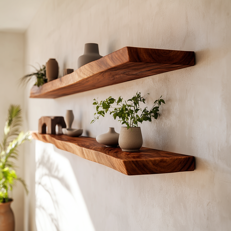 Arliven Live Edge Solid Wood Floating Shelf SPA383961 - Timberustic Floating Shelf