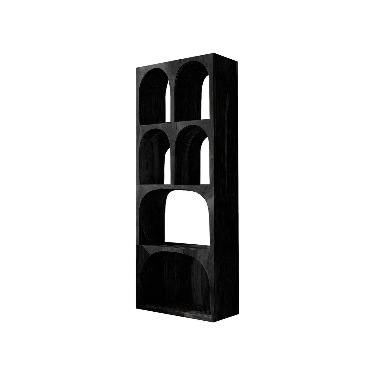Arvela Sculpted Solid Wood Decorative Bookshelf Black - Timberustic Decorative Bookshelf