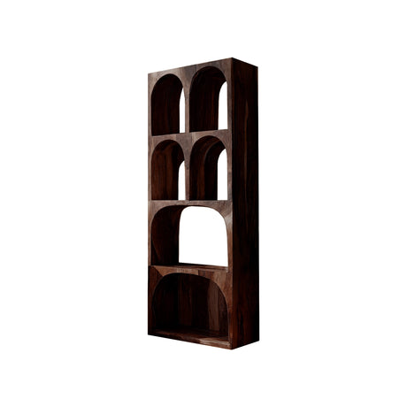 Arvela Sculpted Solid Wood Decorative Bookshelf Dark Walnut - Timberustic Decorative Bookshelf