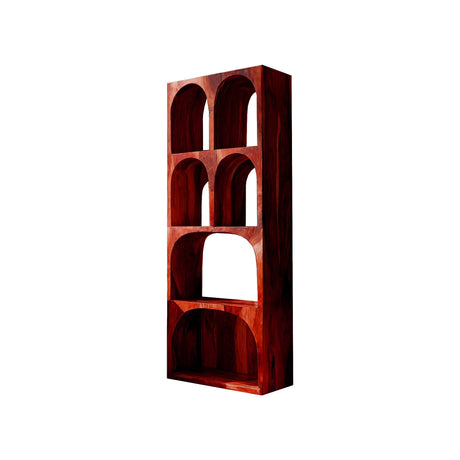 Arvela Sculpted Solid Wood Decorative Bookshelf Mahogany - Timberustic Decorative Bookshelf