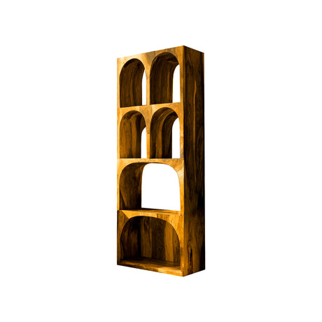 Arvela Sculpted Solid Wood Decorative Bookshelf Teak - Timberustic Decorative Bookshelf