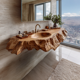 Arvella Live Edge Solid Wood Floating Bathroom Vanity with Integrated Sink - Timberustic Floating Bathroom Vanity with Integrated Sink