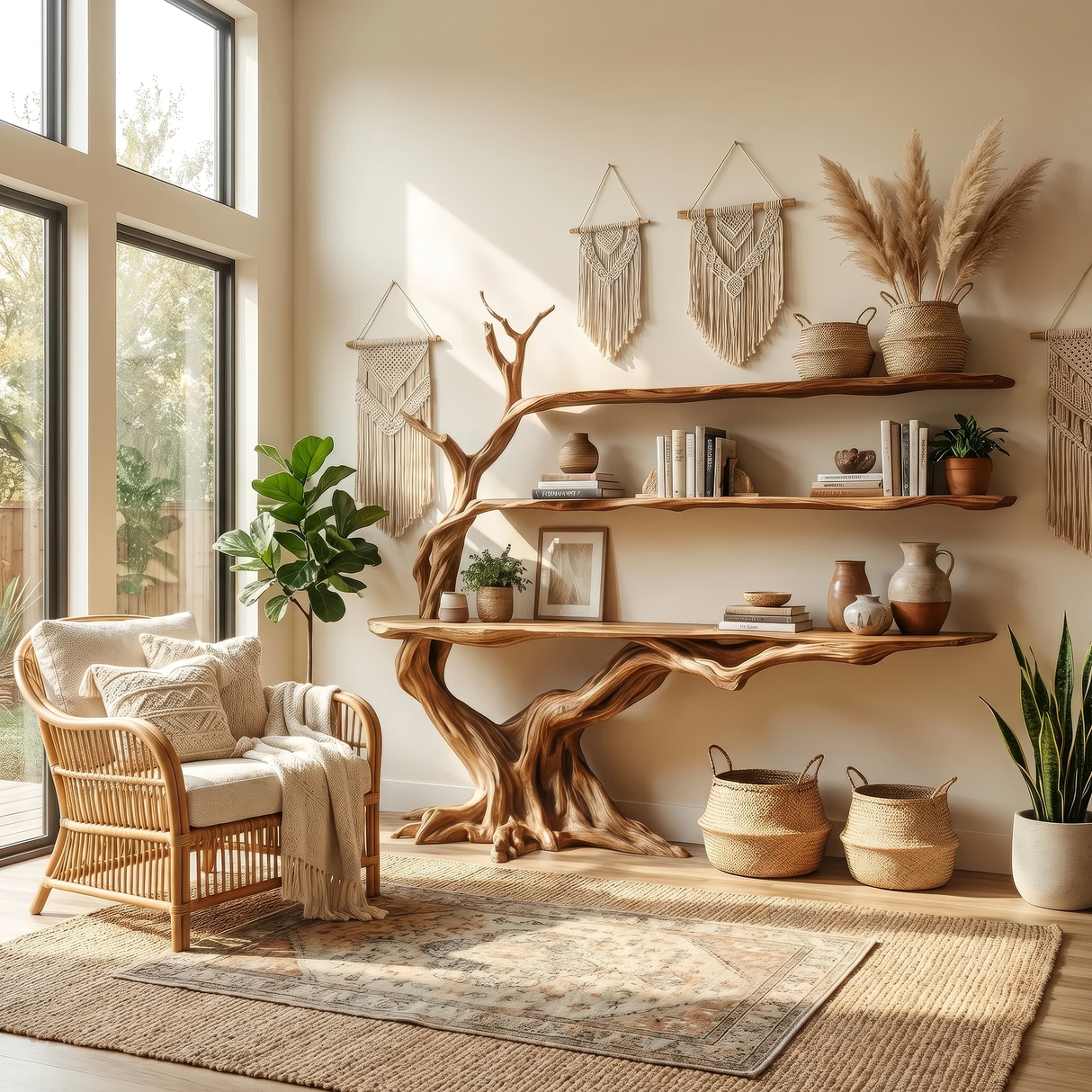 Arvella Sculpted Solid Wood Console Table with Shelves - Timberustic Console Table with Shelves