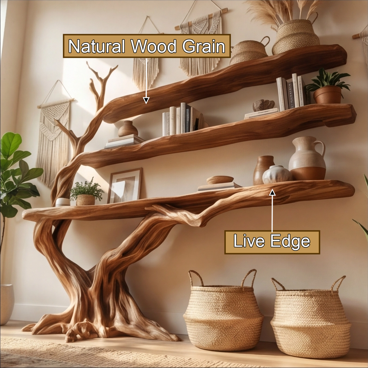 Arvella Sculpted Solid Wood Console Table with Shelves - Timberustic Console Table with Shelves