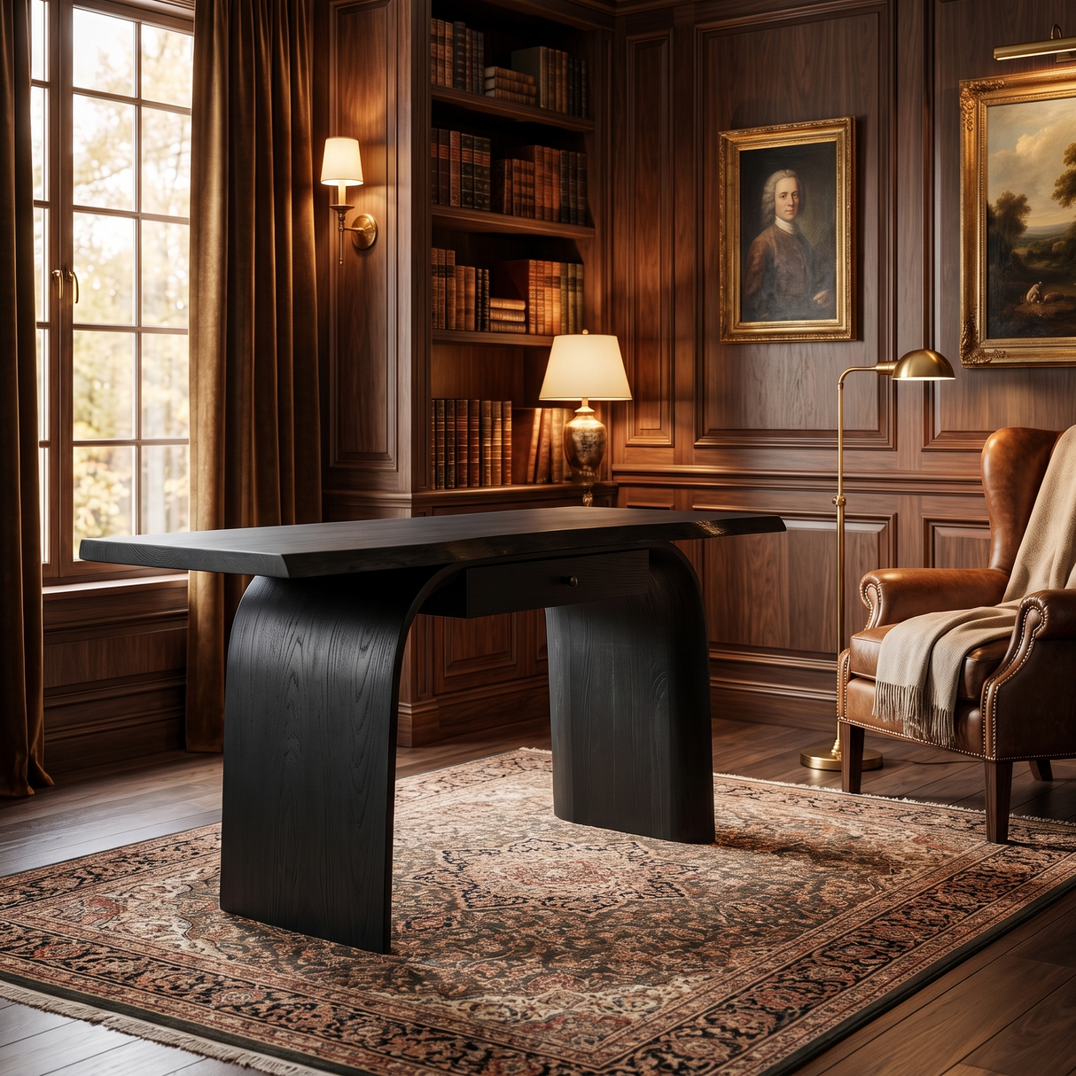 Arvello Handcrafted Solid Wood Desk with Drawers Black - Timberustic Desk With Drawers