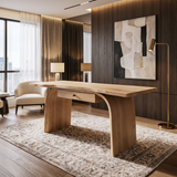Arvello Handcrafted Solid Wood Desk with Drawers Natural Oak - Timberustic Desk With Drawers
