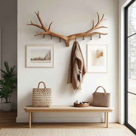 Arven Sculpted Solid Wood Wall Hook Rack - Timberustic Wall Hook Rack