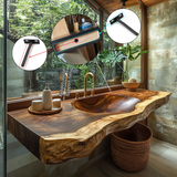 Arvessa Live Edge Solid Wood Floating Bathroom Vanity with Integrated Sink SPA256586 - Timberustic Floating Bathroom Vanity with Integrated Sink